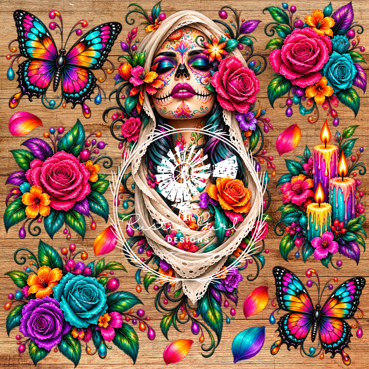 1 Gradient Rainbow Sugar Skull