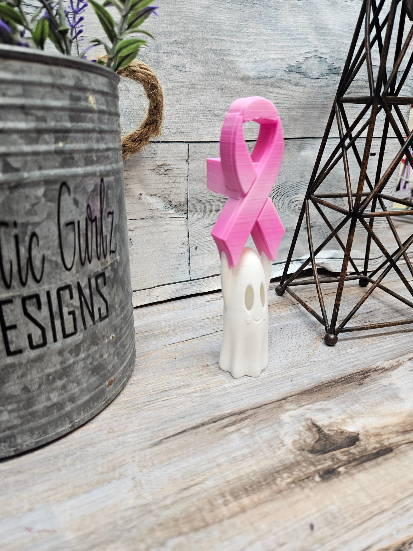 Ghost with Pink Ribbon Handle