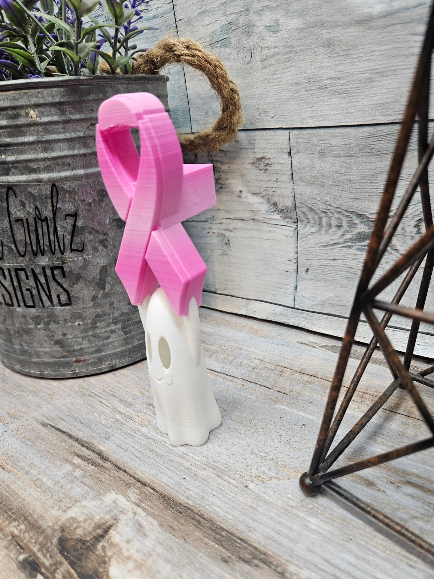 Ghost with Pink Ribbon Handle