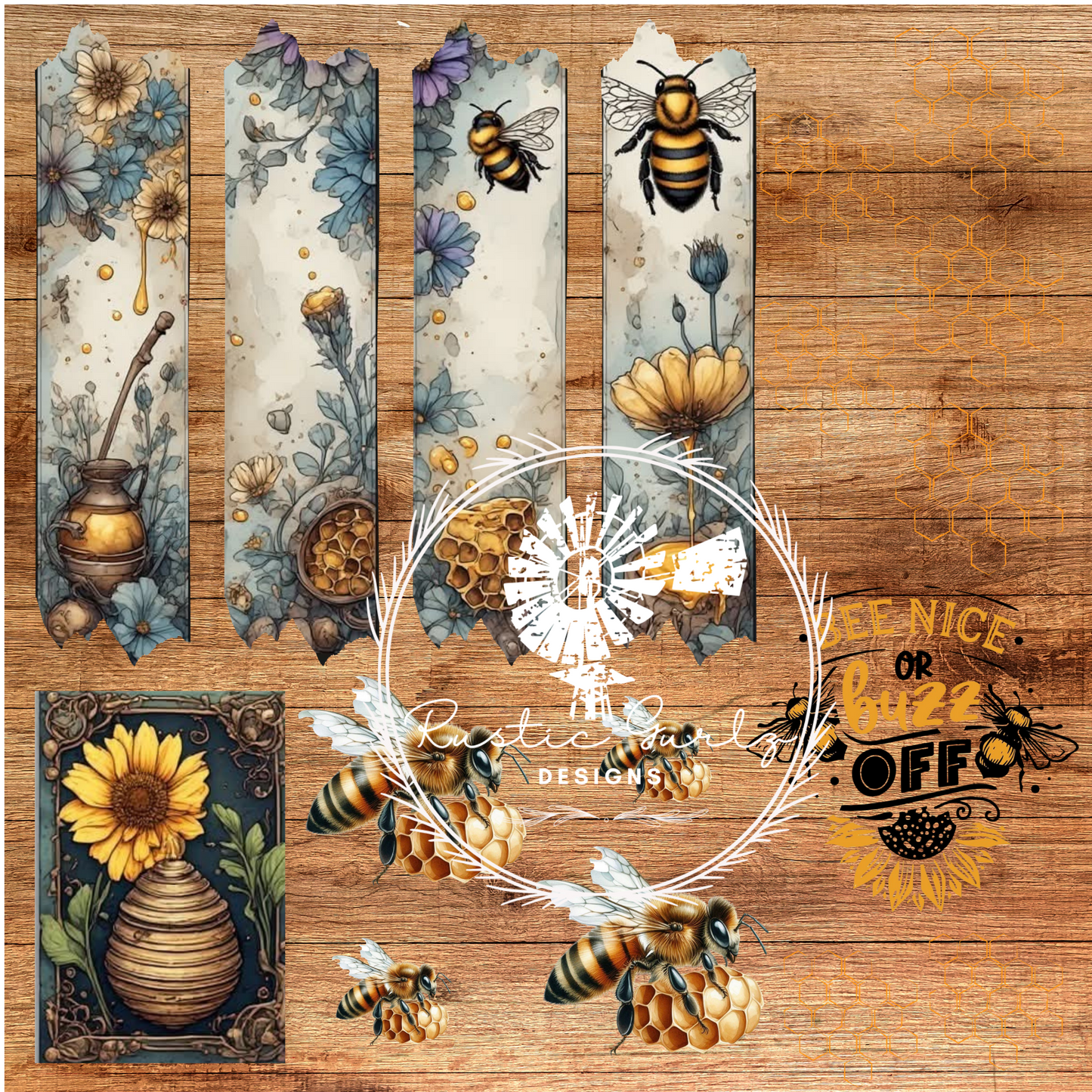 Bee with Yellow Honeycombs
