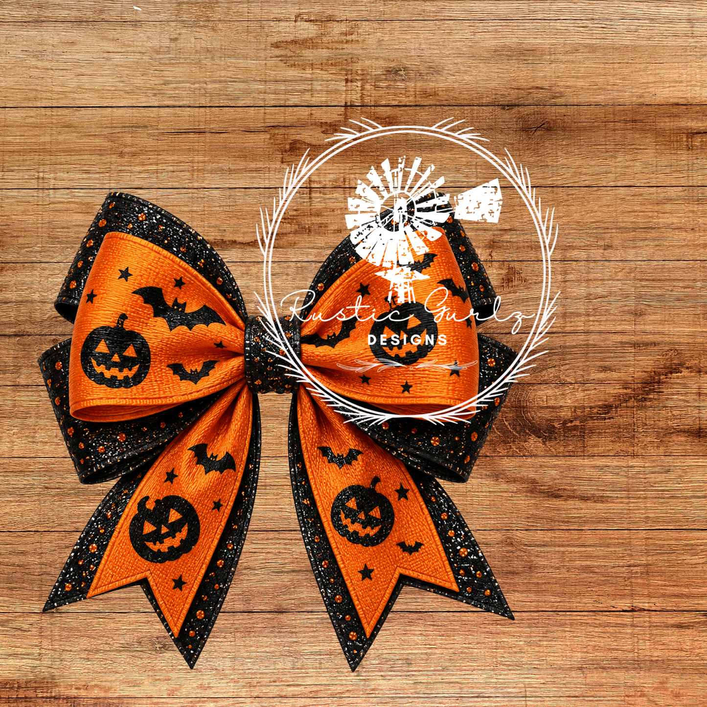 Orange and Black Halloween Bow