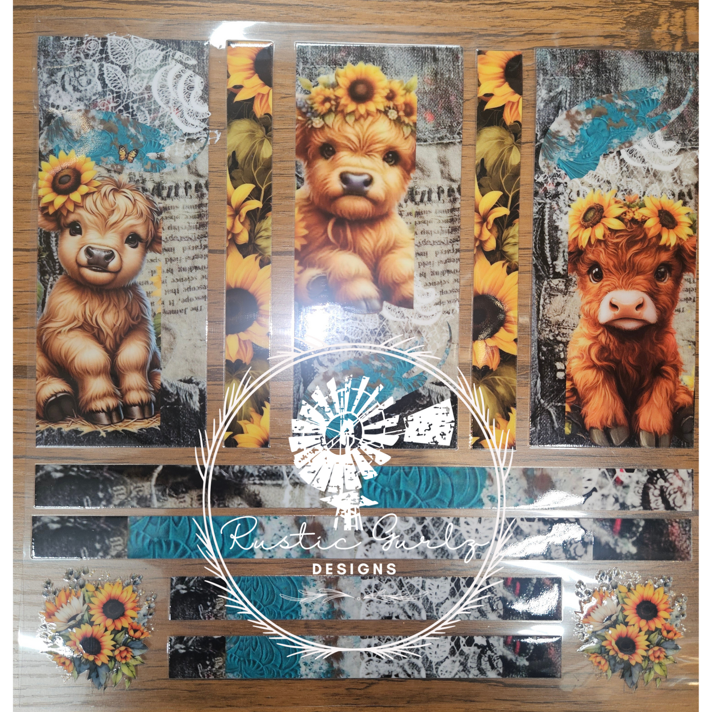 Highland Cow W/ Lace Element Sheet