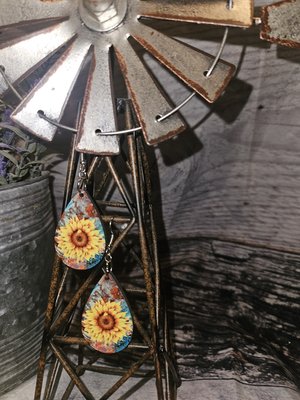 Patina Sunflower Earrings