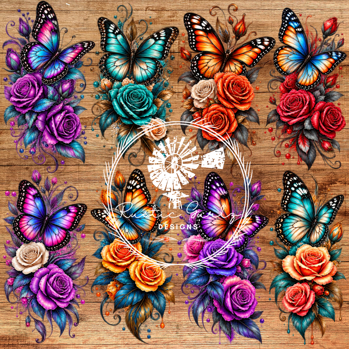 Random Ornate Roses and Butterflies