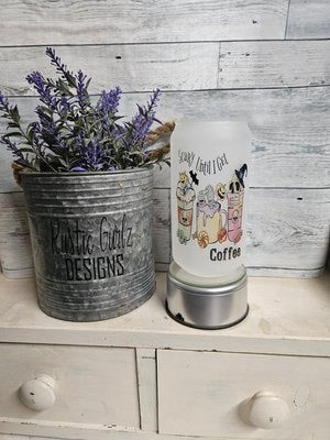 16oz Scary Until I Get Coffee Glass Can