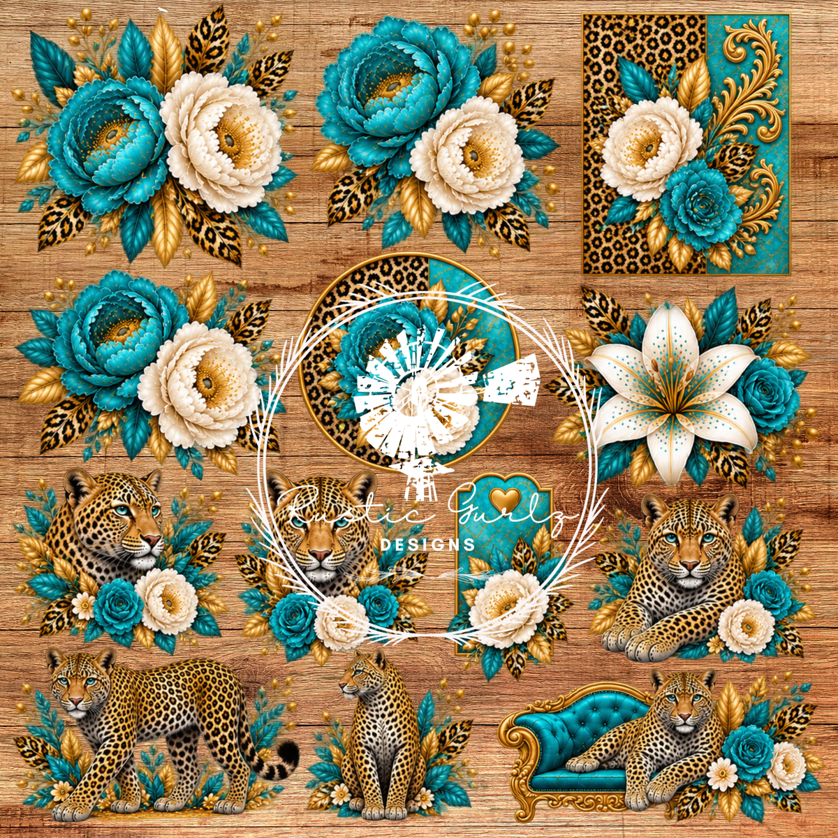 Teal and Creme with Leopard