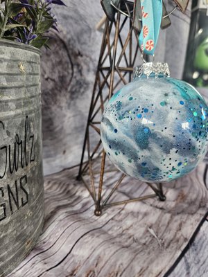 Blue Ink Swirl Ornament
