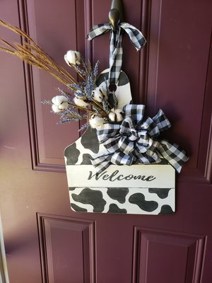 Cow Print Welcome Tag