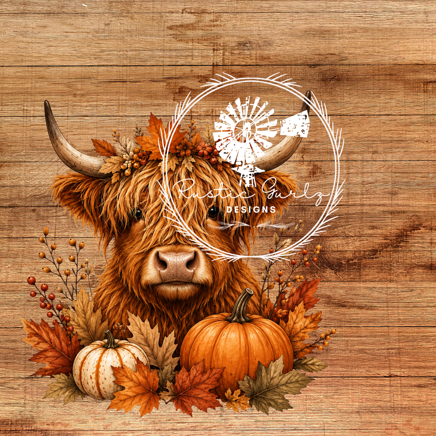Fall Highland Cow decal