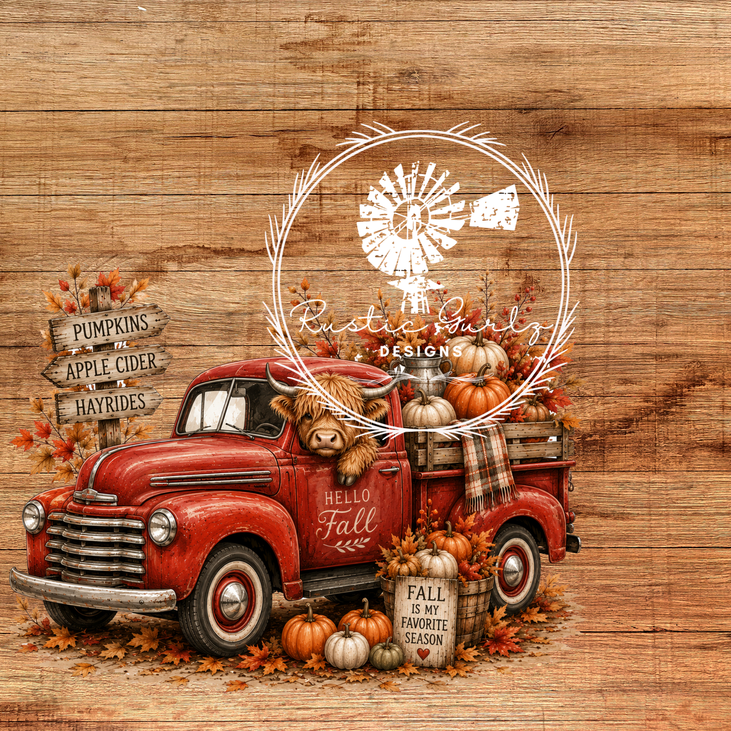 Highland Cow and Vintage Truck