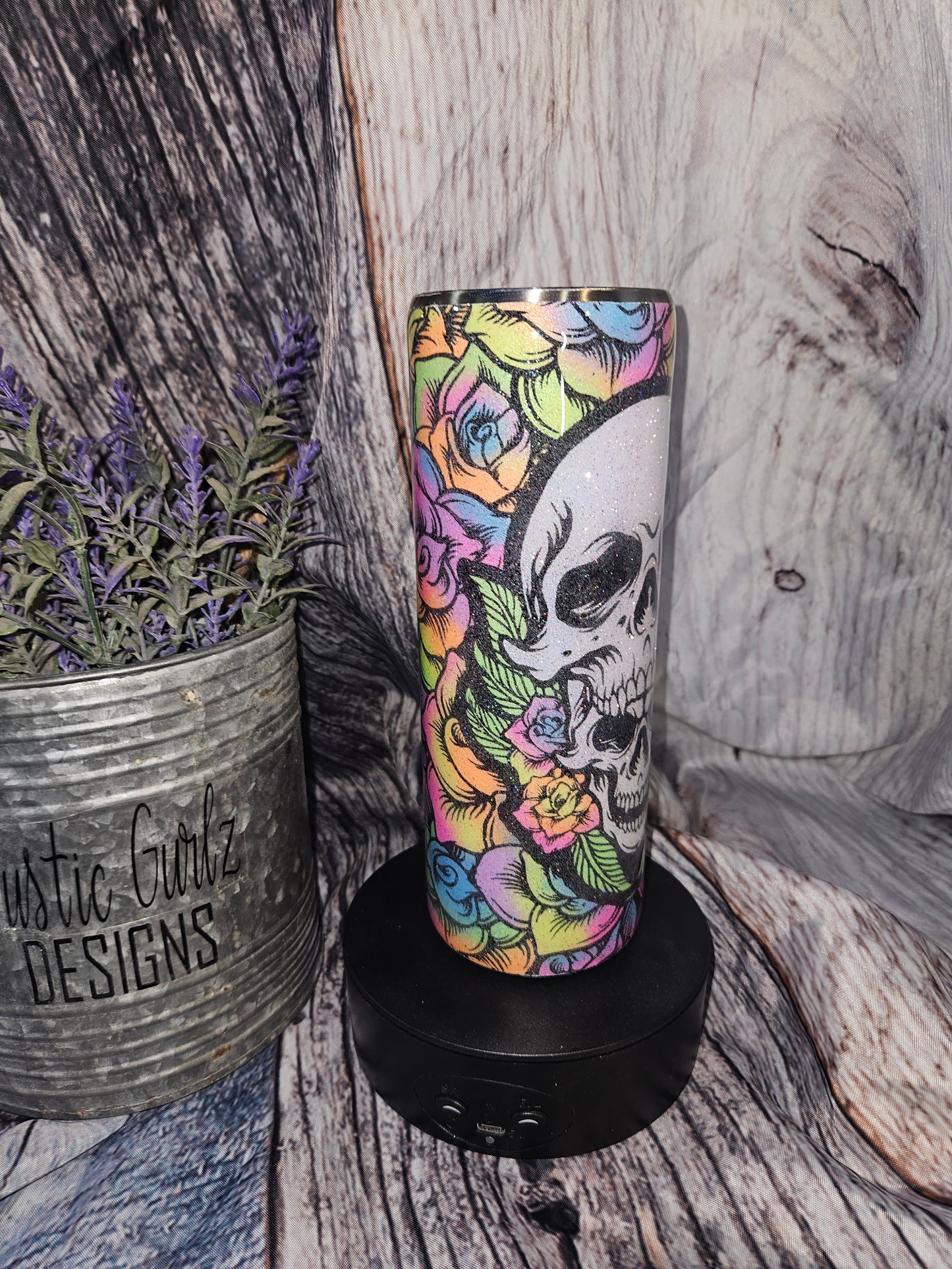 Skull and Rainbow roses