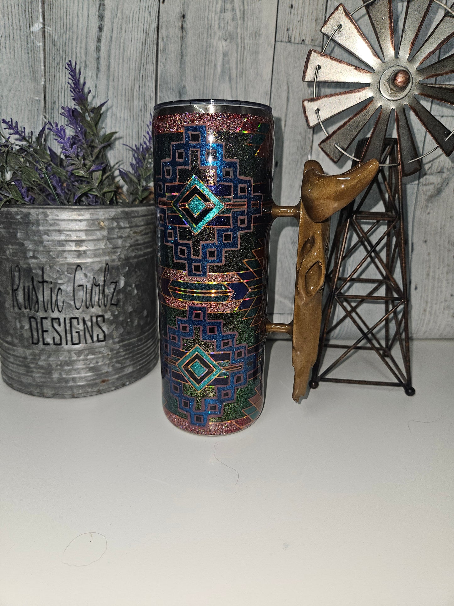 20oz Aztec bull Skull Tumbler