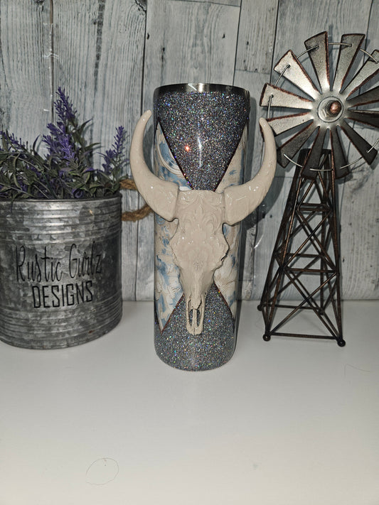 30oz Embossed Bull Skull