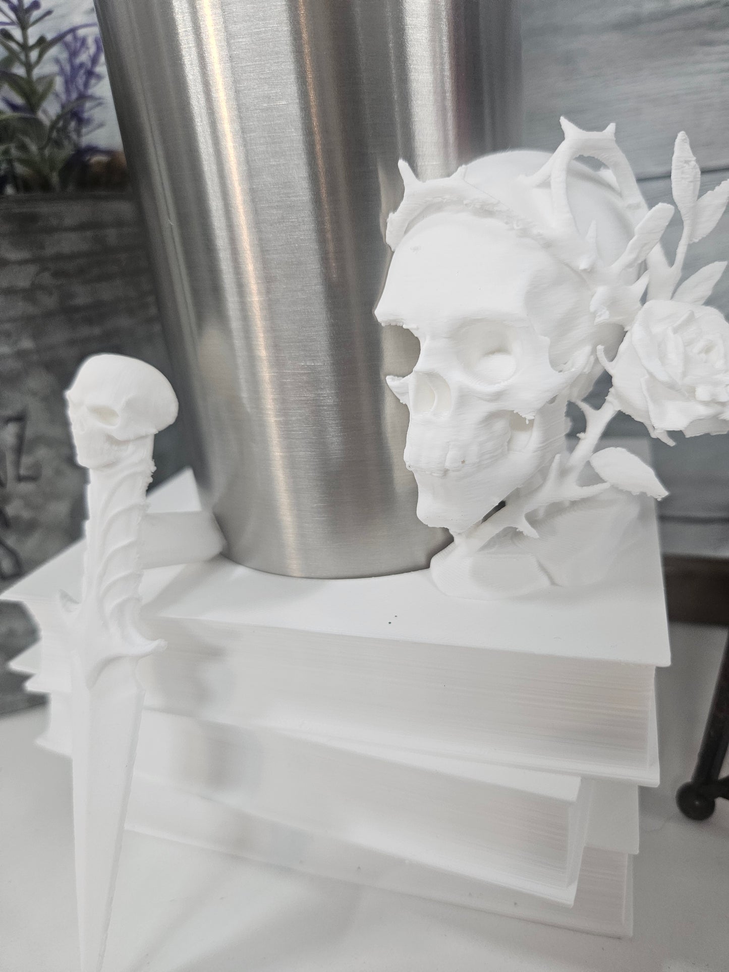 Bookstack with Skull