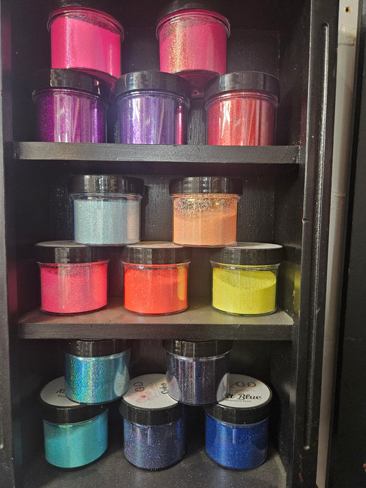 30 jars of Micro Fine glitter From Geaux glitter