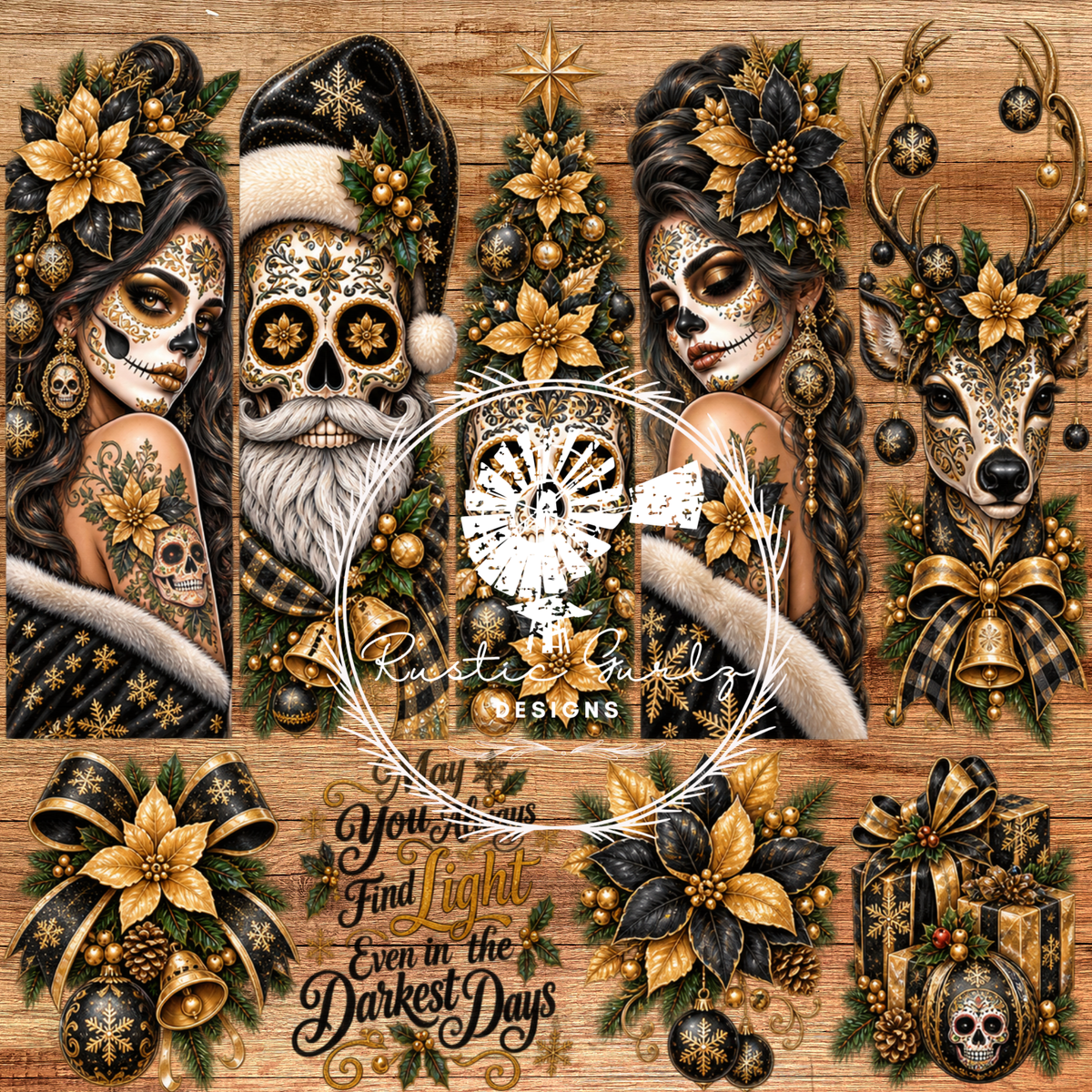Black and Gold Sugar Skull XMAS