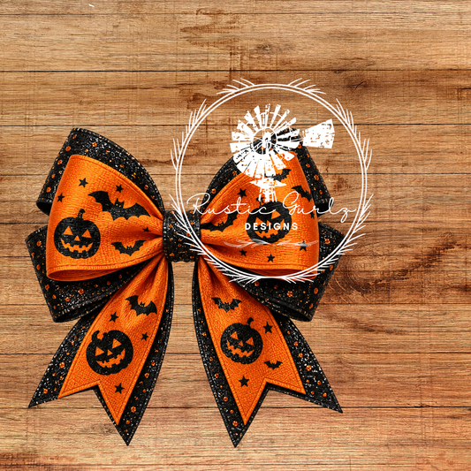 Orange and Black Halloween Bow