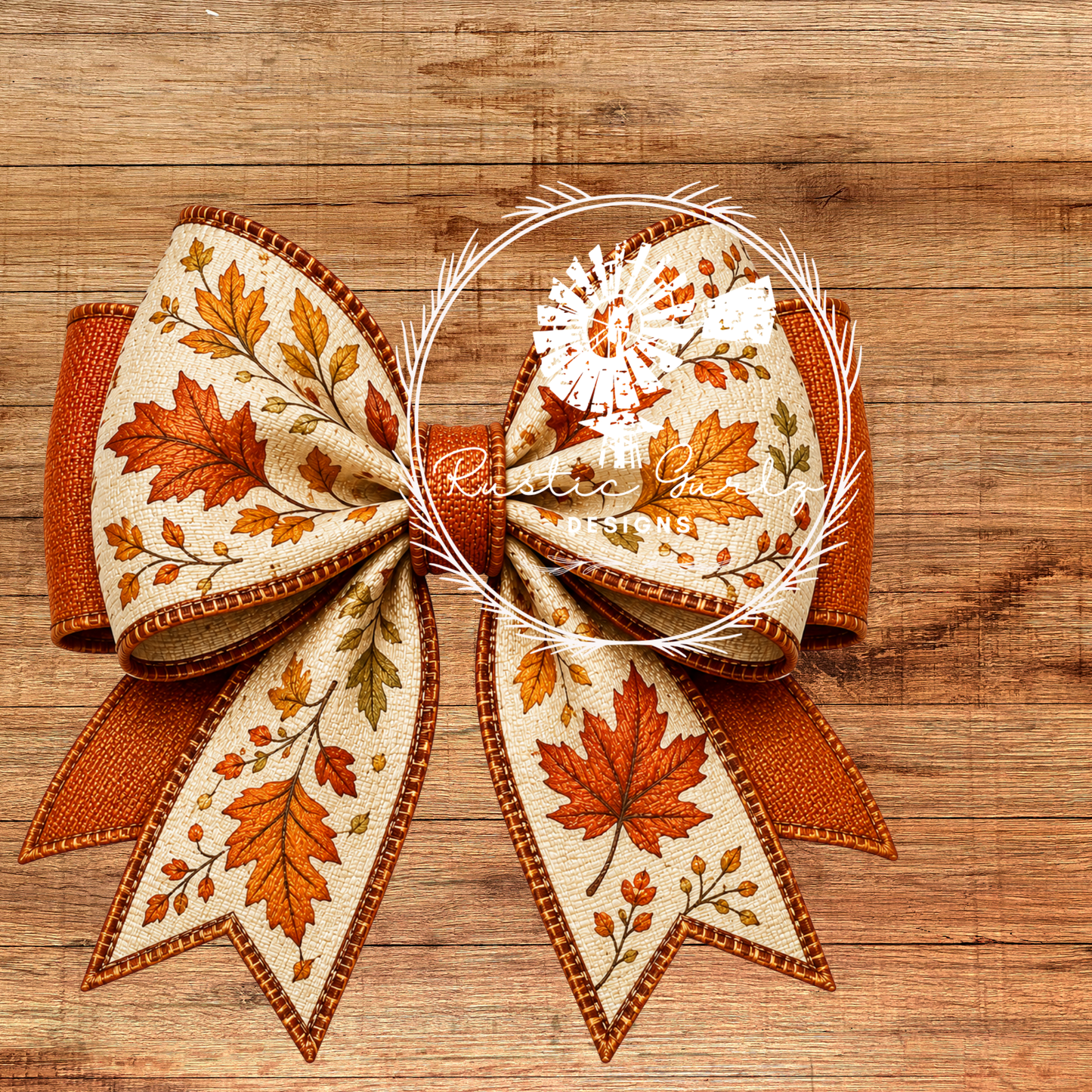Creme and Orange Bow