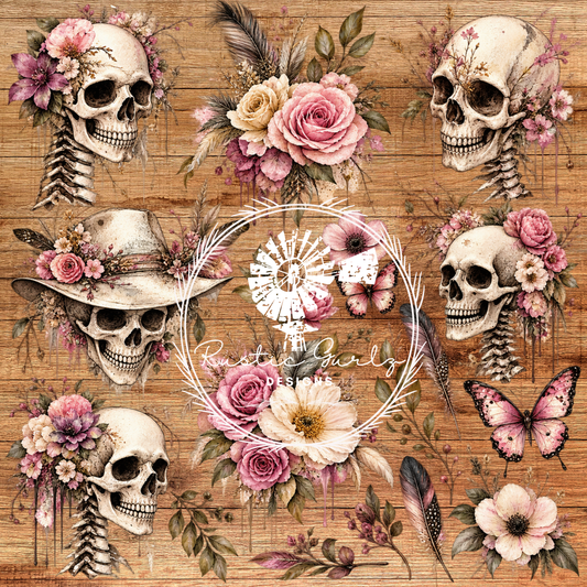 Gothic Watercolor Skulls