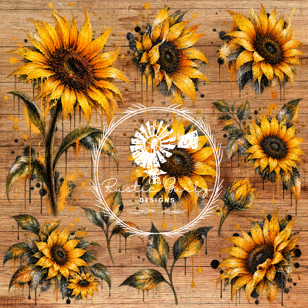 Grunge Sunflowers