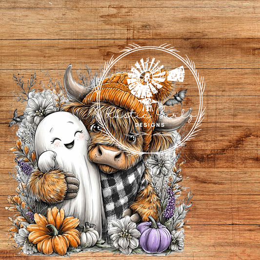 Highland Cow W/ Ghost