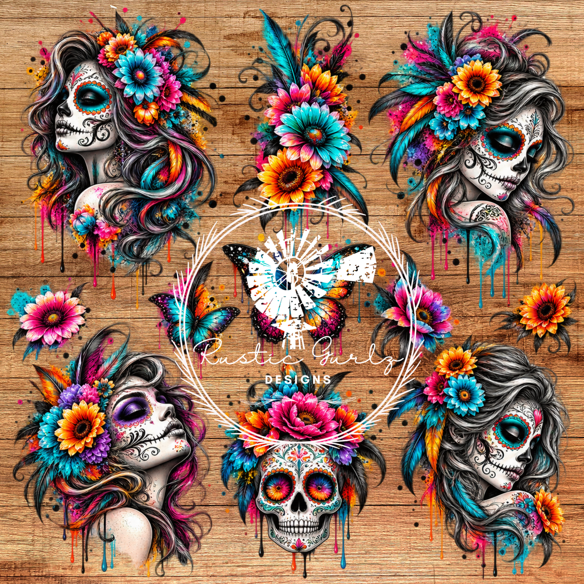 Neon Sugar Skull