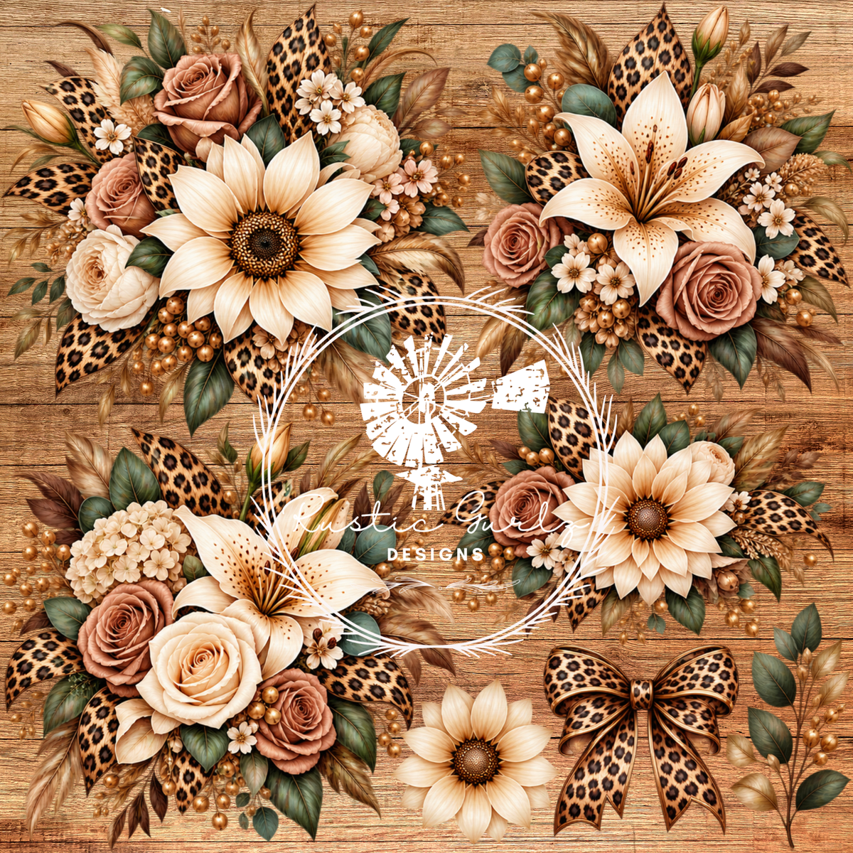 Neutral Leopard Print Flowers