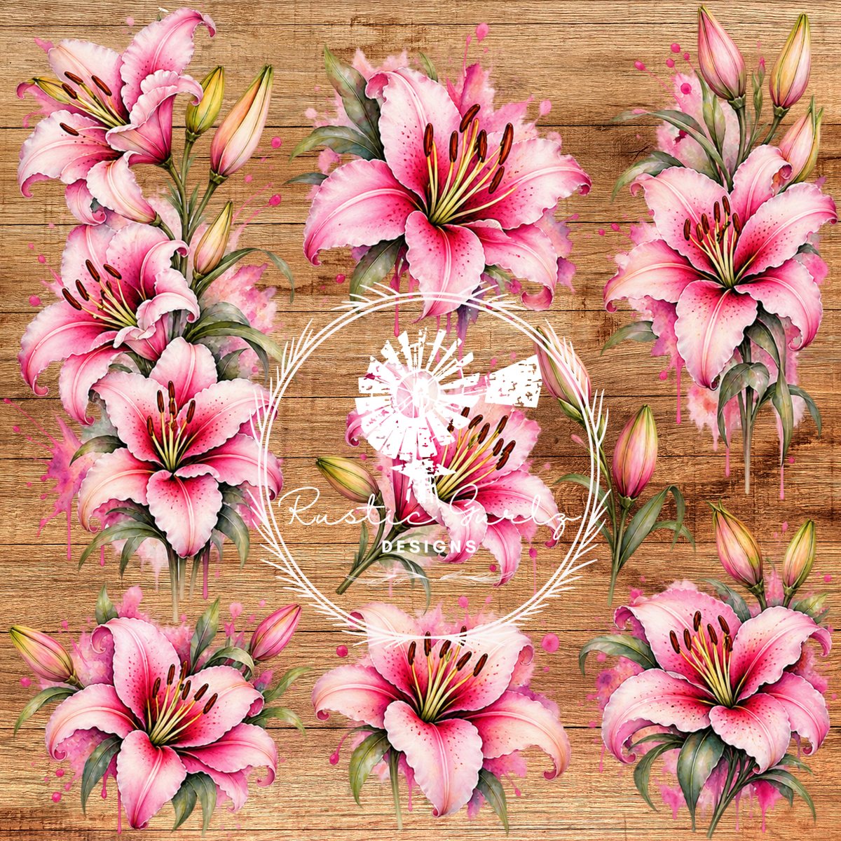 Pink Watercolor Lily