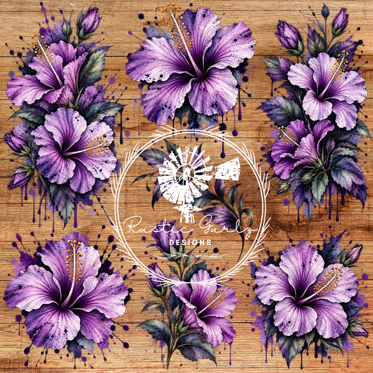 Purple Watercolor Hibiscus