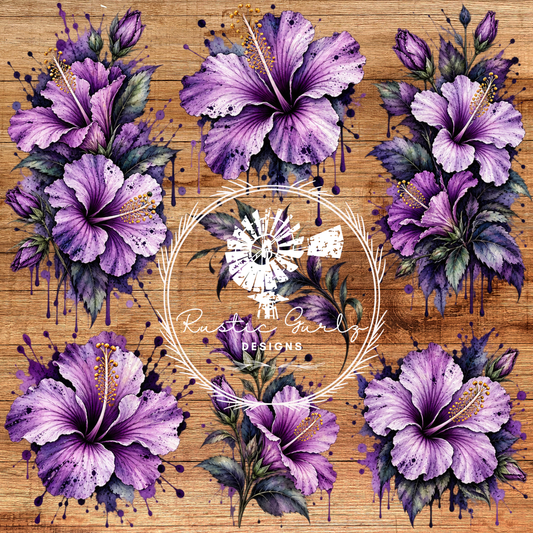 Purple Watercolor Hibiscus