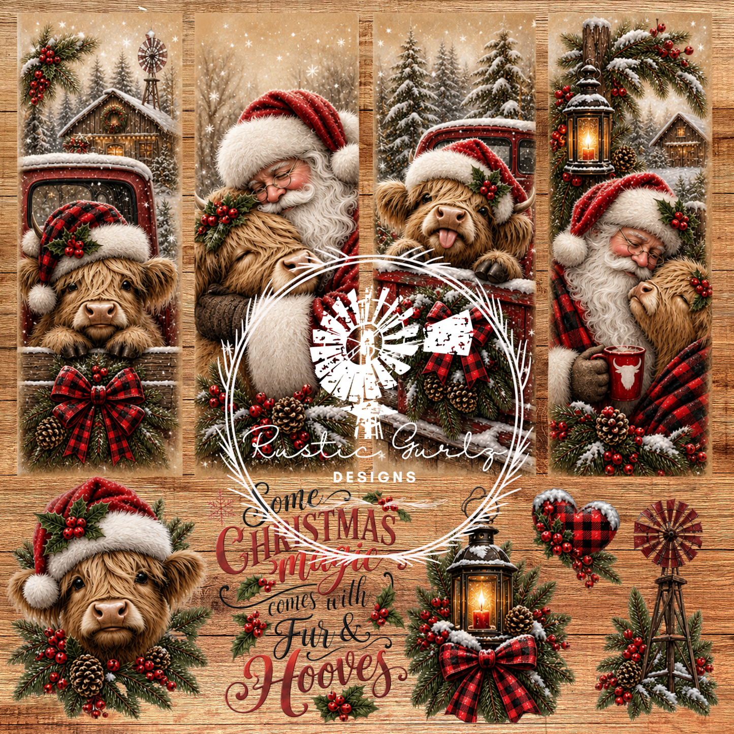 Santa With Highland Cow