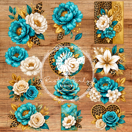 Teal and Creme Leopard