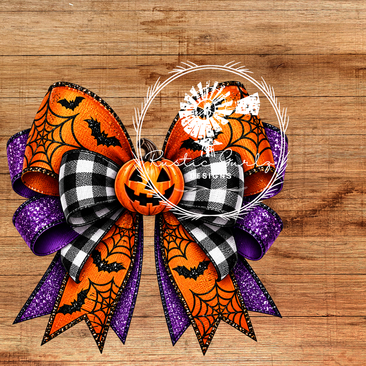 Purple Orange and Black Halloween Bow
