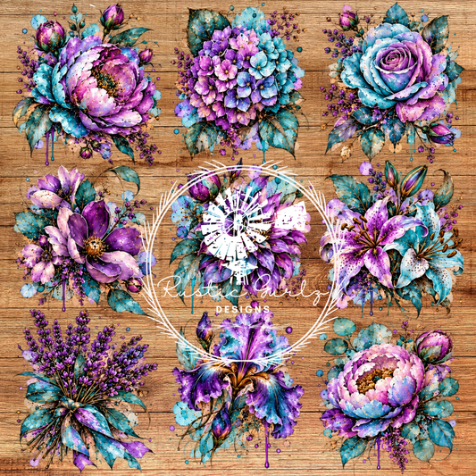 Watercolor floral patch