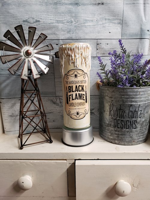 White Vintage Black Flame Candle Company