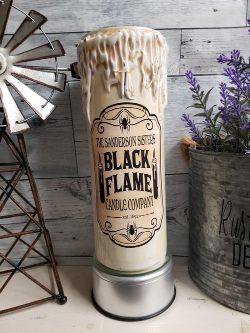 White Vintage Black Flame Candle Company