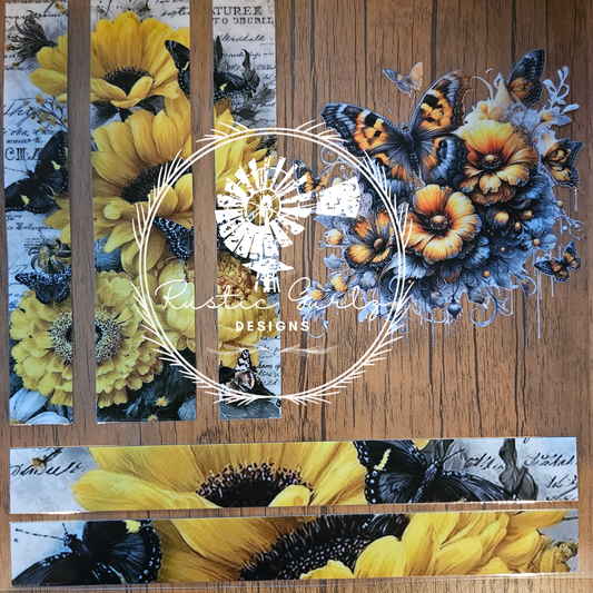 Yellow Flowers with butterflies Element Sheet