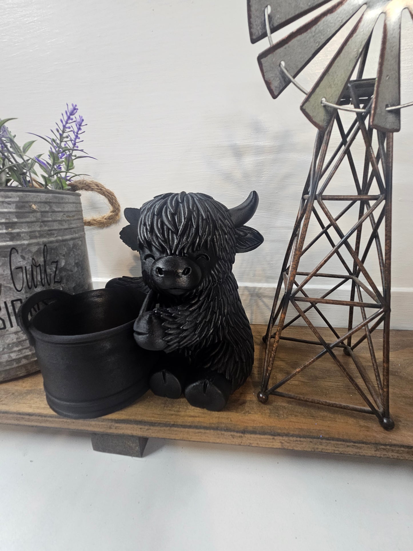 Highland Cow with Metal Tin