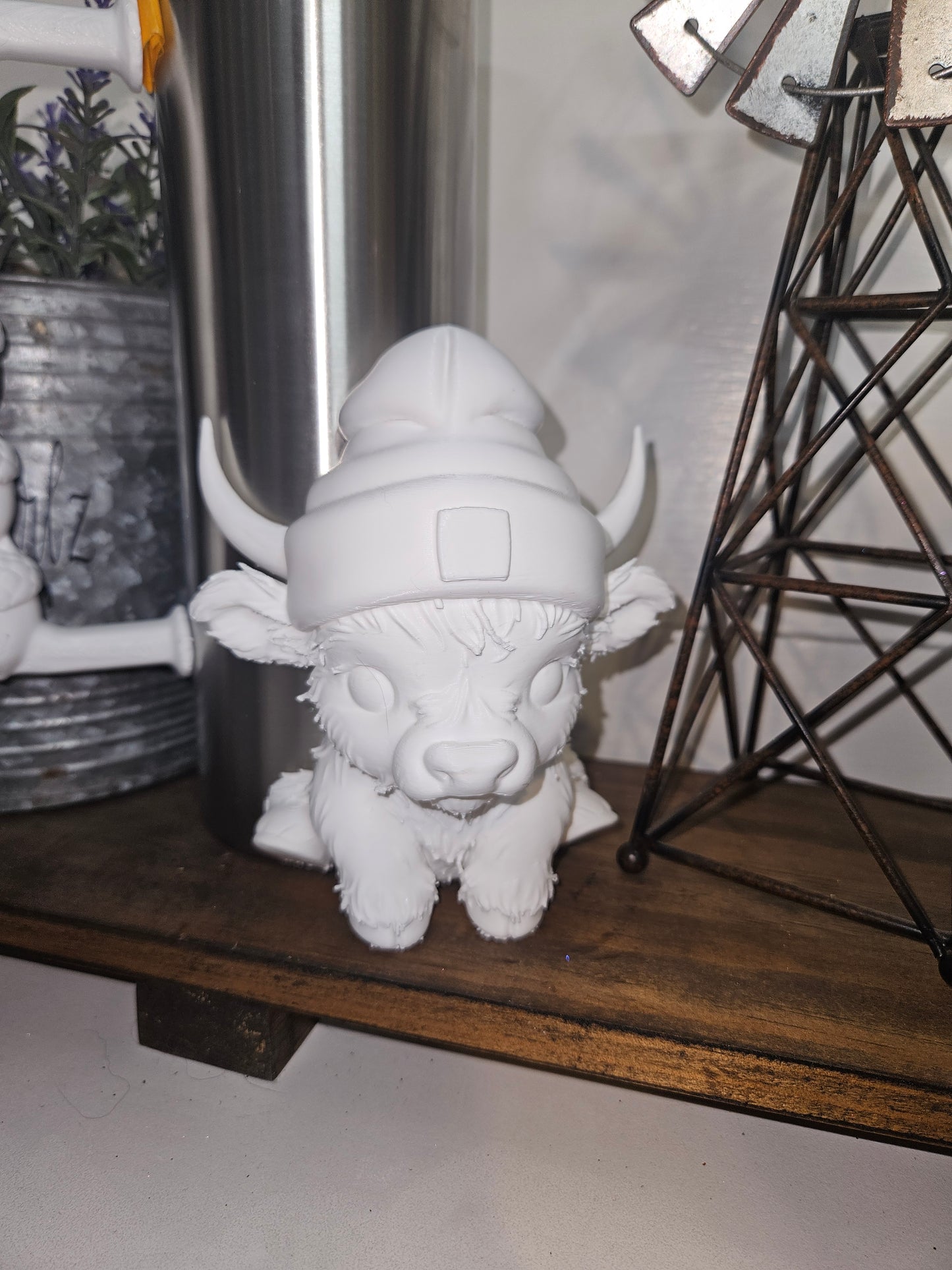 Highland Cow in a Beanie w/ Handle